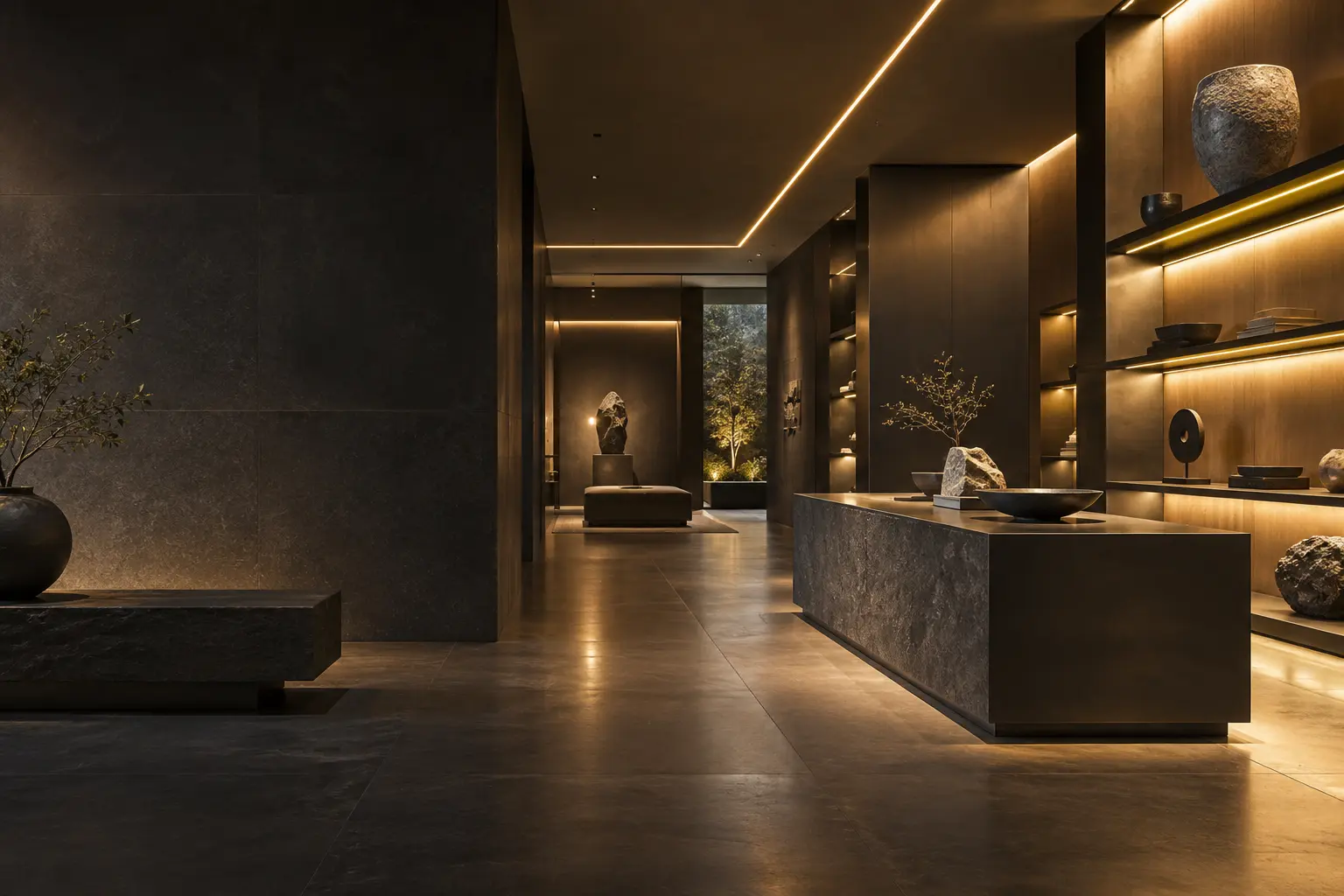 Intégration lumineuse LED dans un espace architectural contemporain